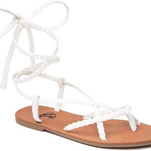 Women Lace Up Sandals Flat Open Toe Gladiator Summer Beach Dressy Shoes